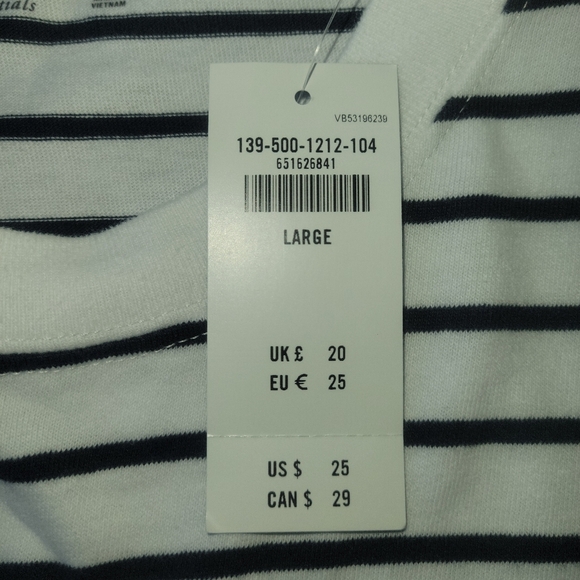 Abercrombis & Fitch Striped Navy & White Women's Crop Top, Size Large - Picture 3 of 6